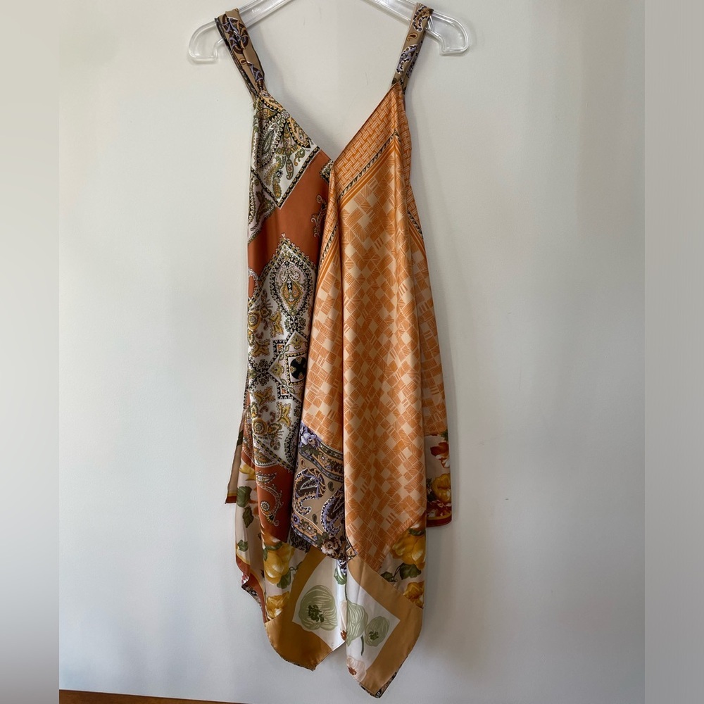 Anthropologie Tiny Scarf Dress Sebou Print Asymmetrical Hem Boho Women’s Sz SP - Picture 5 of 9